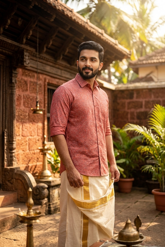 Pure Cotton Pink Printed Shirt SLSHIRT 38 HS