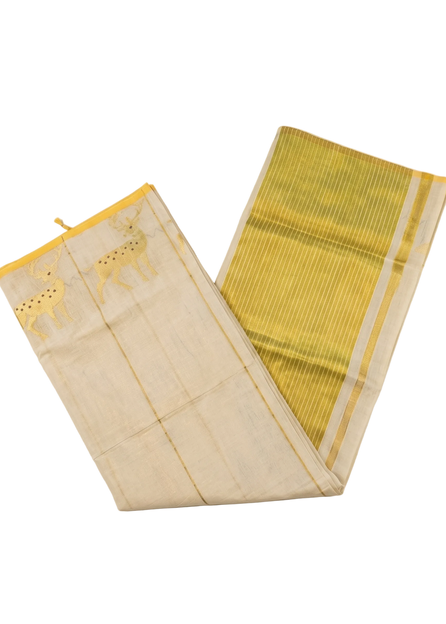 Southloom Premium Balaramapuram Handloom Tissue Saree With Deer Design SL575