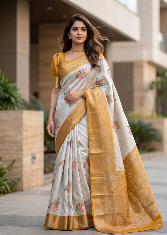 Southloom Kerala Tissue Silk With Butta Work On the Body