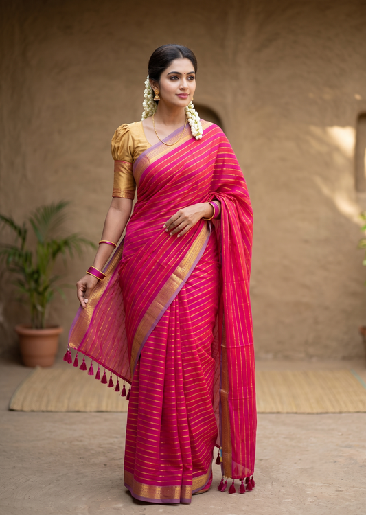 Southloom Mul Cotton 120 x 120 Soft Fabric Saree SL215