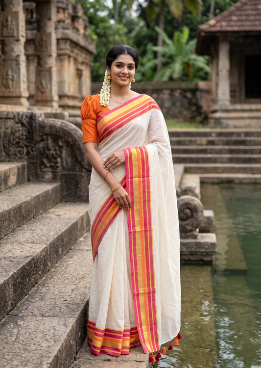 Southloom Mul Cotton 120 x 120 Soft Fabric Saree SL215