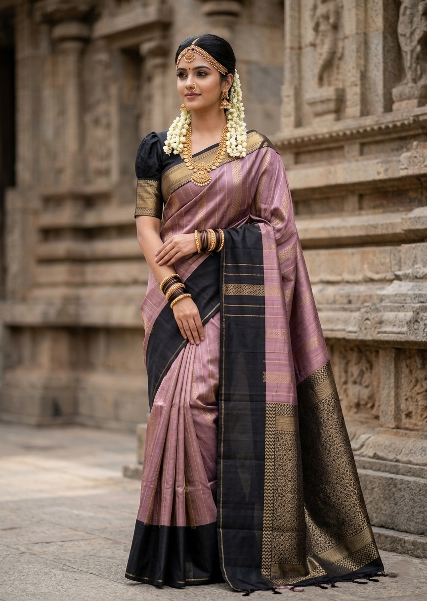 Southloom Pure Handloom Kanchipuram Silk Saree with Butta Work