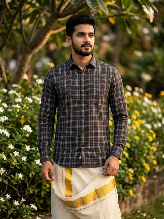 Southloom Pure Cotton Black Printed Shirt SLSHIRT 38 FS