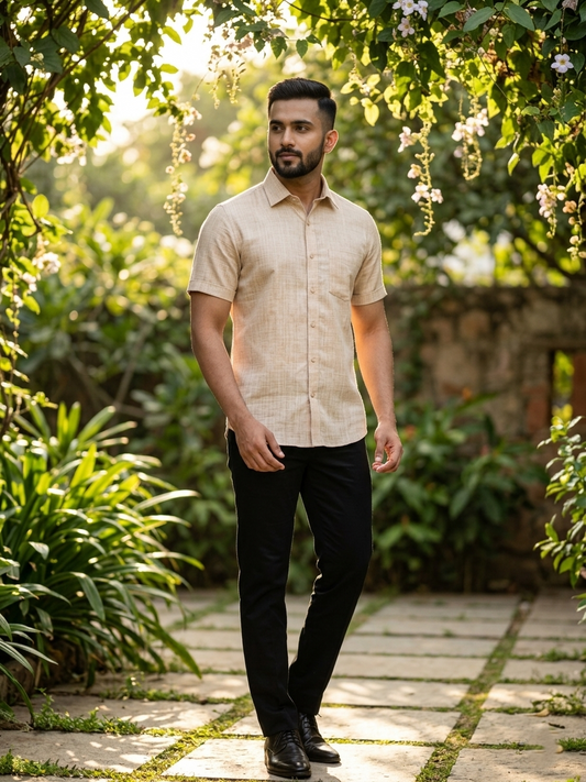 Southloom Pure Cotton Brown Plain Shirt SLSHIRT 46 HS