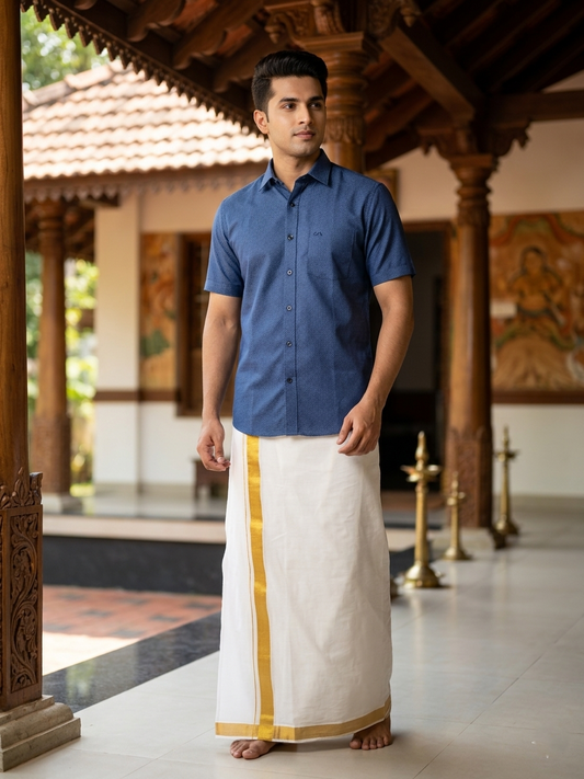 Southloom Pure Cotton Blue Plain Shirt SLSHIRT 38 HS