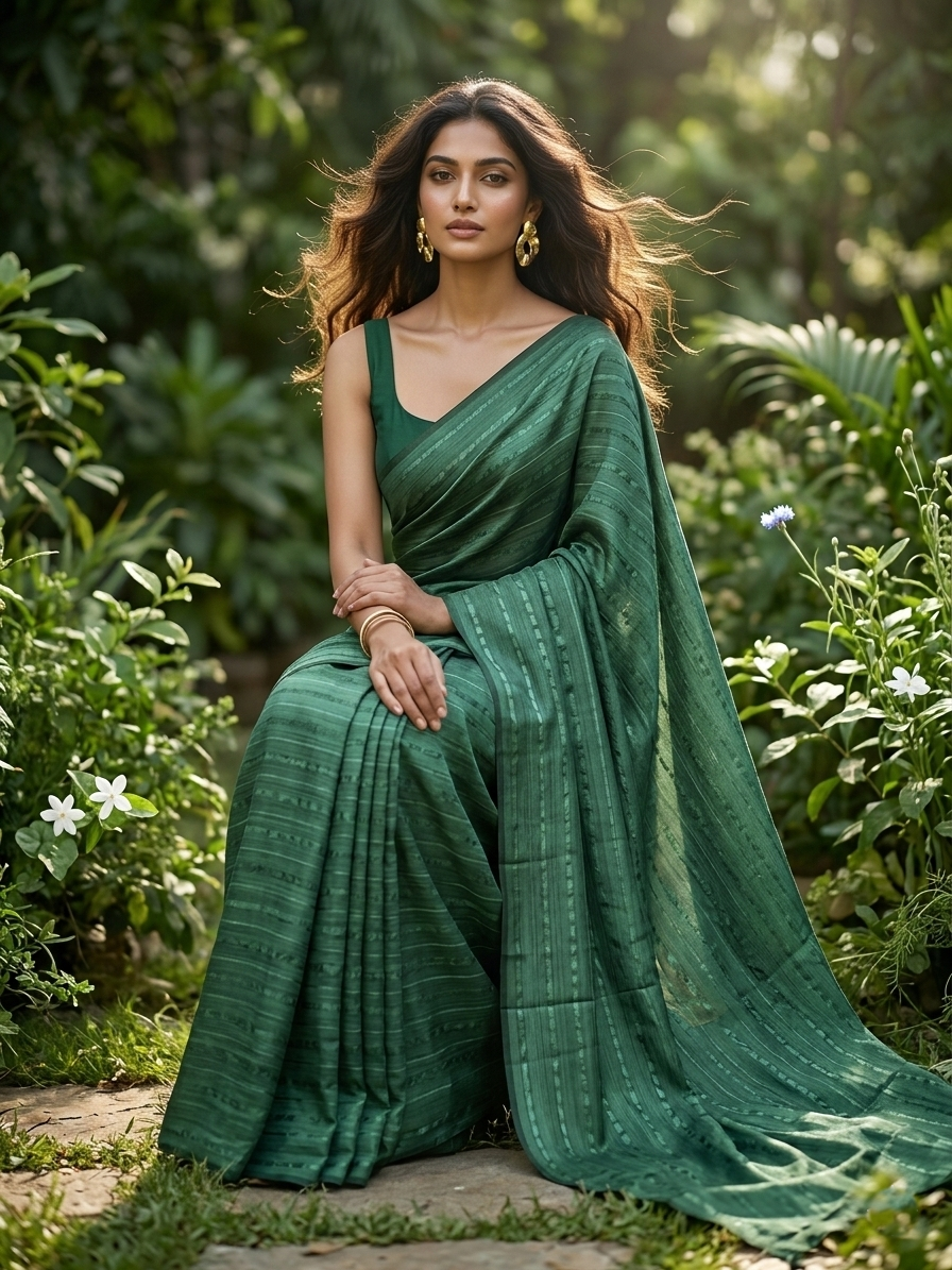 Southloom Desginer Vichithra Silks Saree in Green