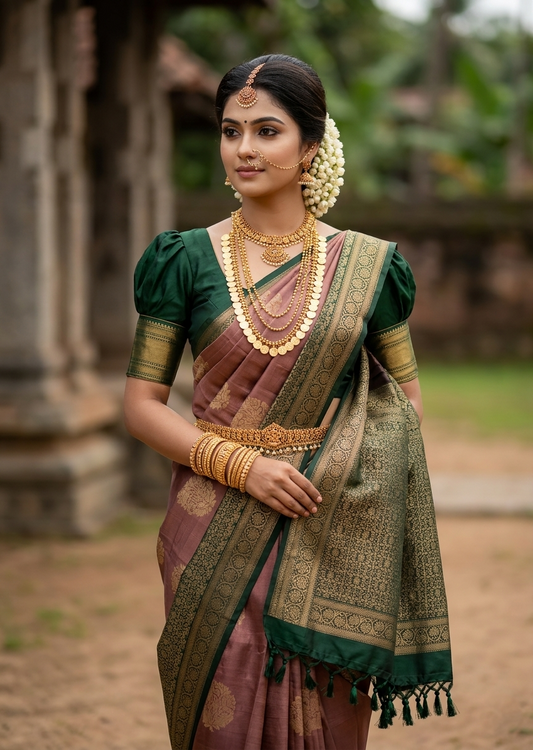 Southloom Pure Handloom Kanchipuram Silk Saree with Butta Work