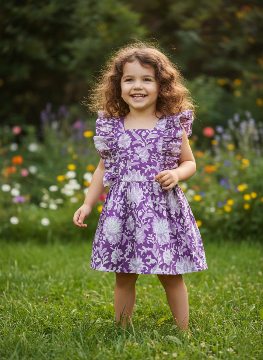 Southloom Pure Cotton Jaipur Printed Frocks for Girls (Age 1-2)