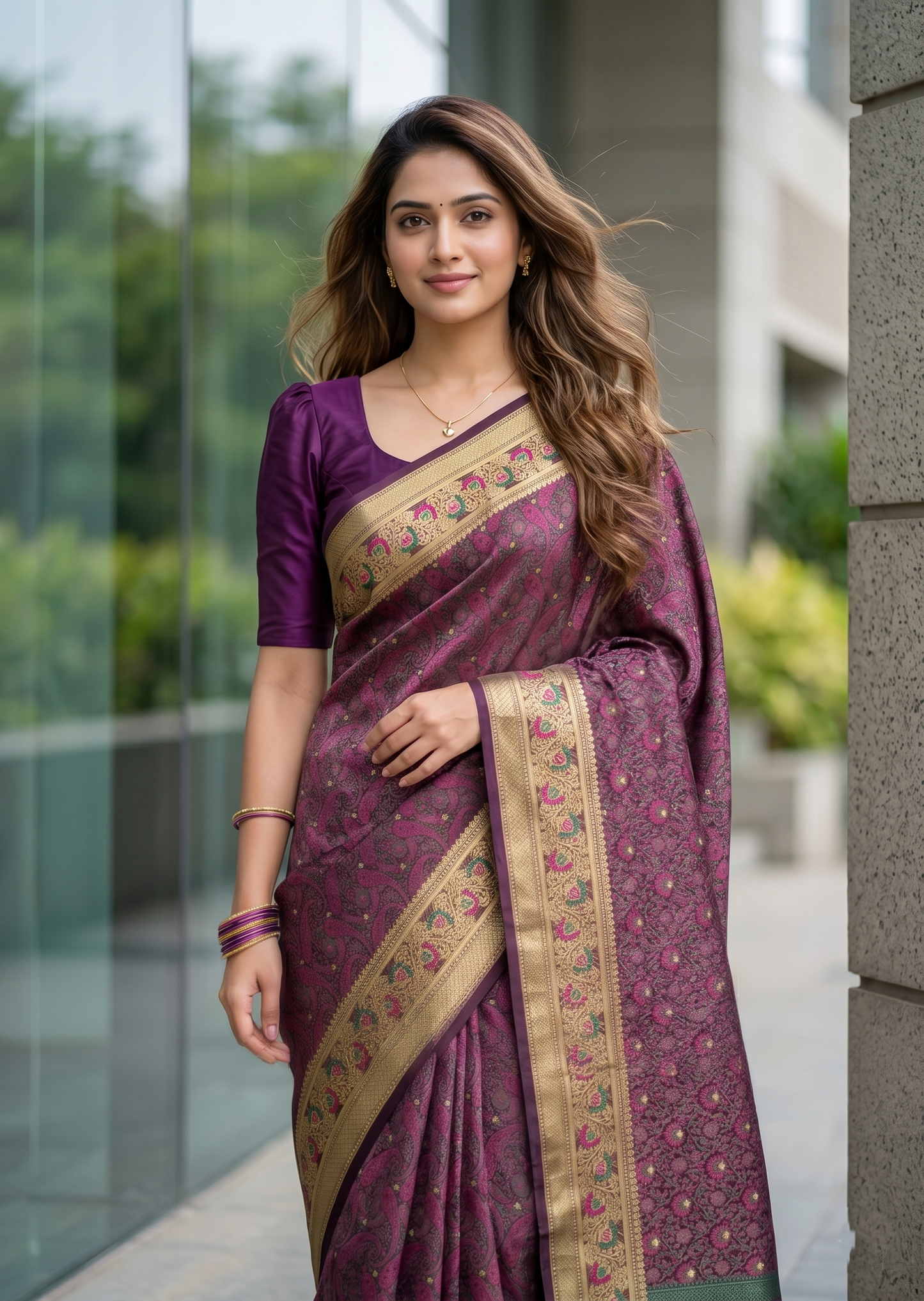 Southloom Resham Work Soft Cotton Banarasi Saree with Woven Work on Body and Borders