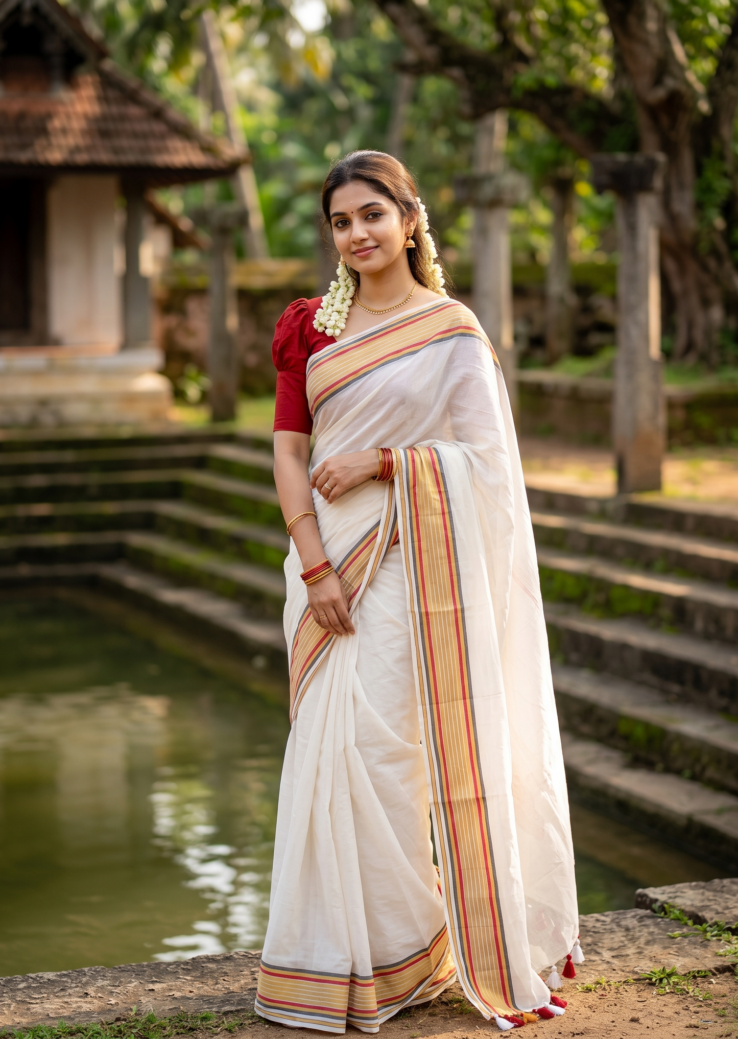 Southloom Mul Cotton 120 x 120 Soft Fabric Saree SL215