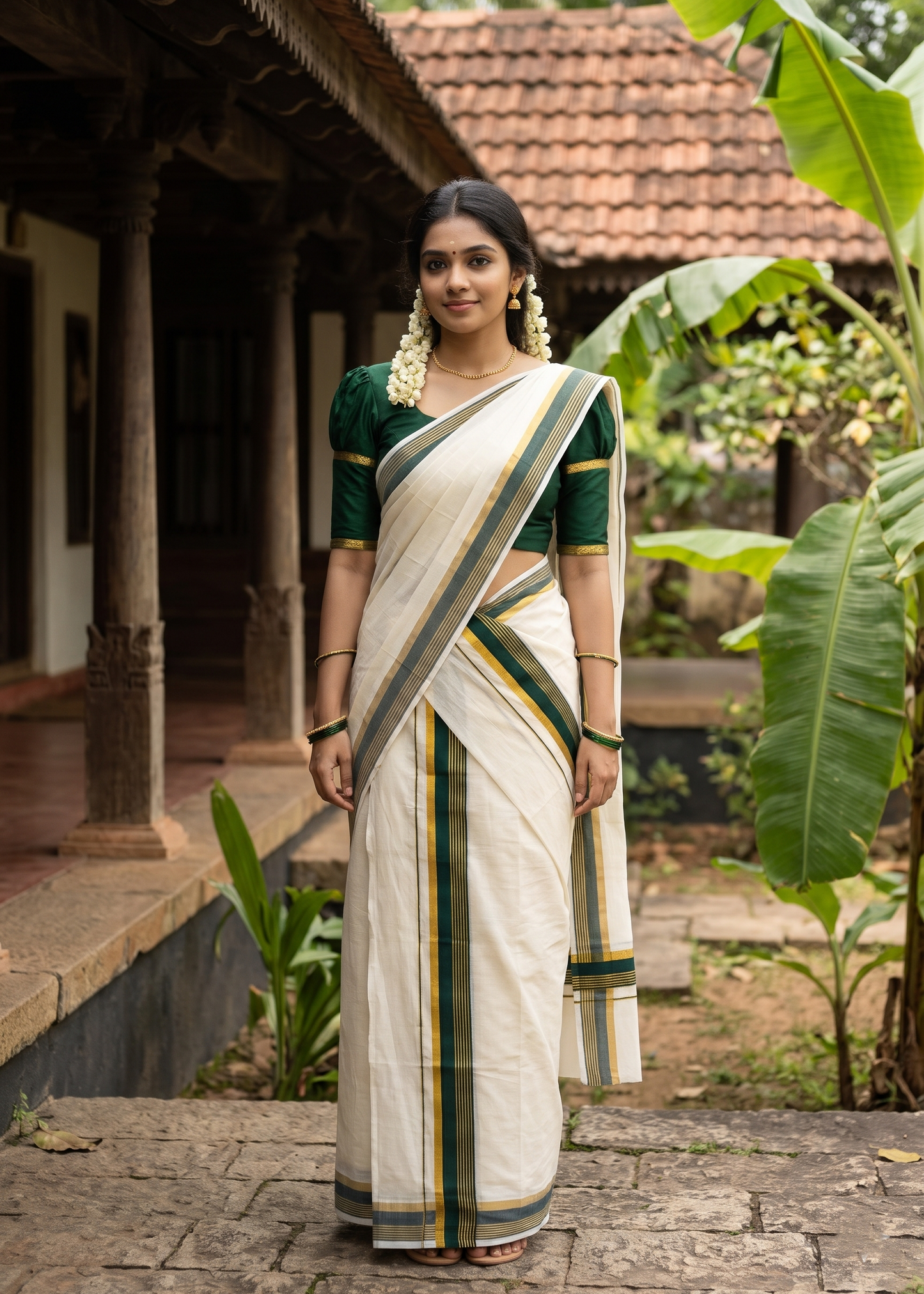 Kerala Cotton Kasavu With Kara Single Set Mundu (2.80 mtrs) SL421