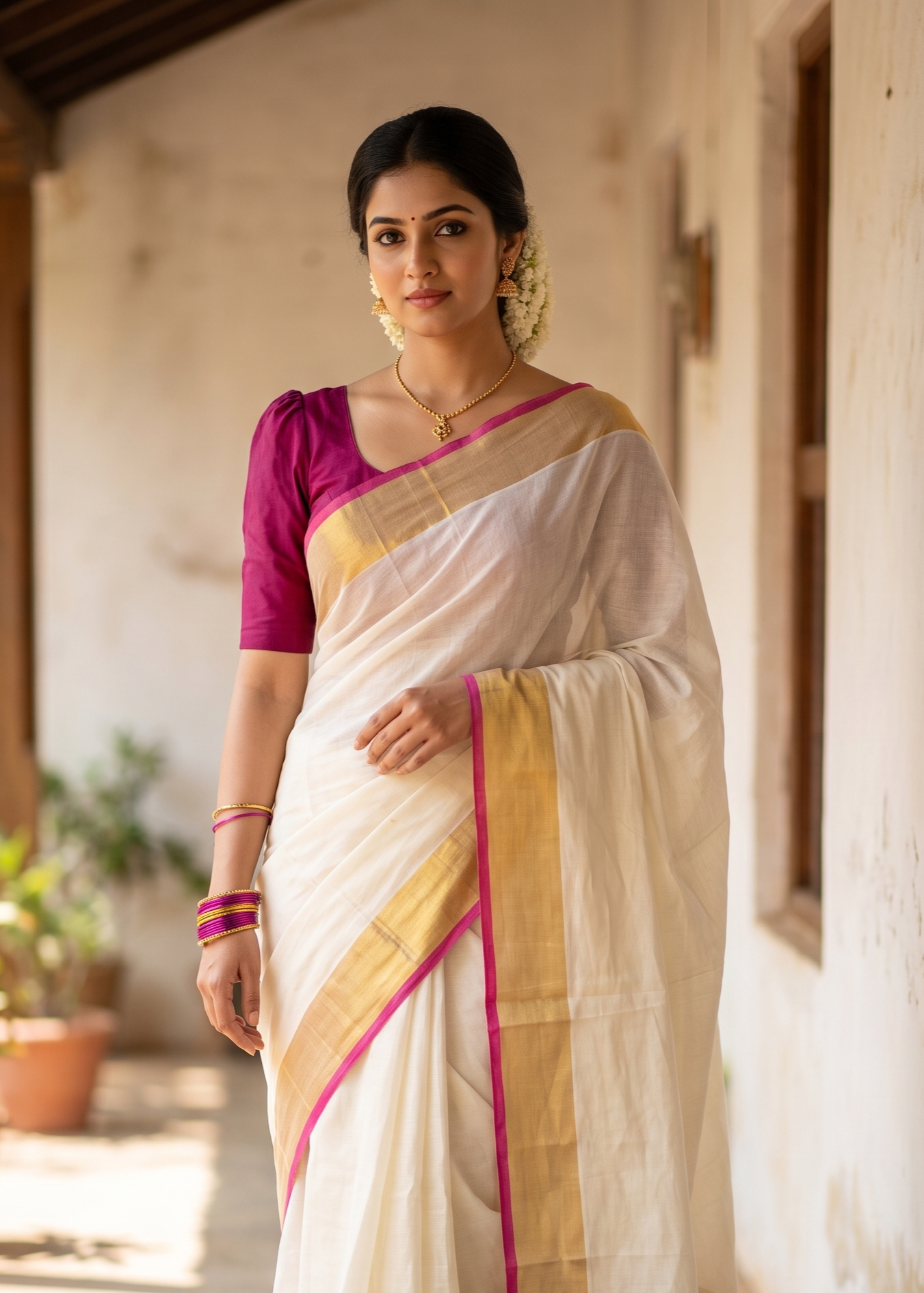 Southloom Mul Cotton 120 x 120 Soft Fabric Saree SL215