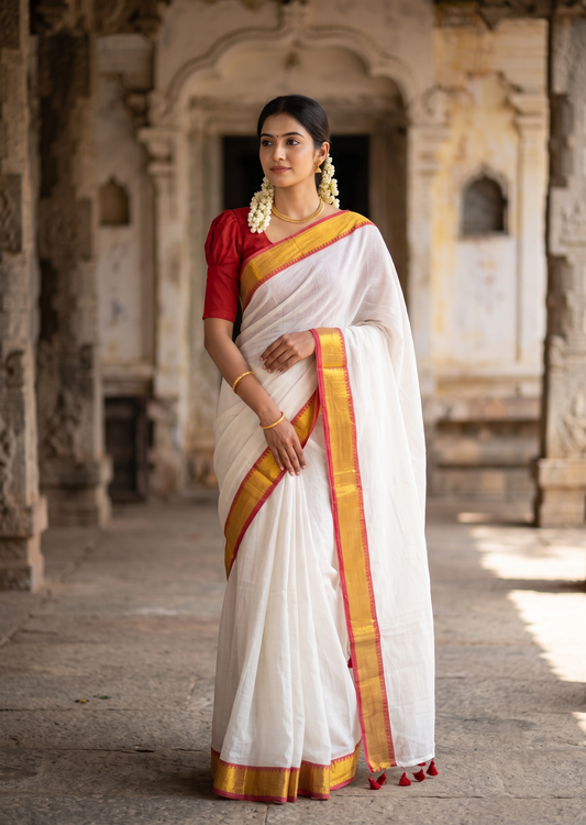 Southloom Mul Cotton 120 x 120 Soft Fabric Saree SL215