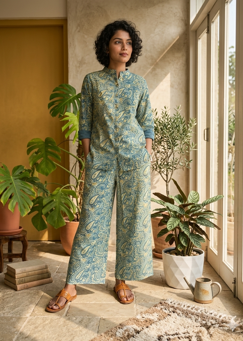 Southloom Cotton Block Printed Co-ord Set For Woman SL304