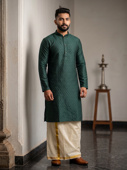 Southloom Woven Patterns Semi Silk Long Kurta for Men SL591