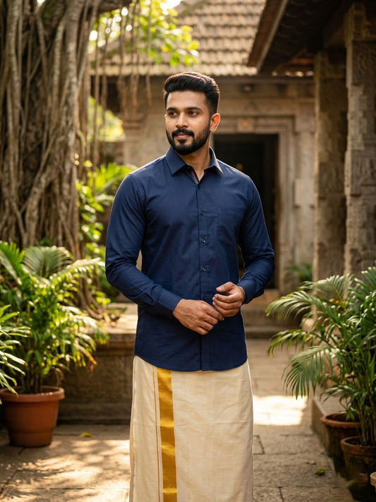 Southloom Pure Cotton Blue Plain Shirt SLSHIRT 38 FS