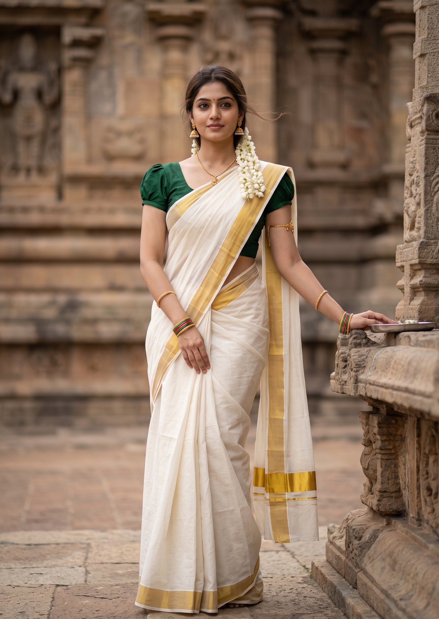 Southloom Super Premium Balaramapuram Handloom Cotton Saree Chutti Kara with Gold Kasavu and Gold Border In 2 Inch