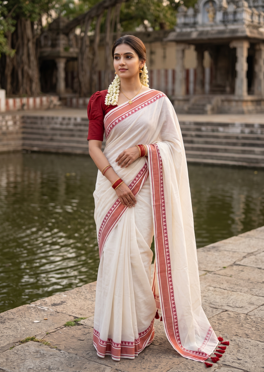 Southloom Mul Cotton 120 x 120 Soft Fabric Saree SL215