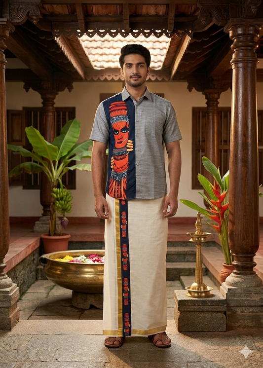 Cotton Silk Printed Men's Combo HS (Shirt + Mund ) SL343