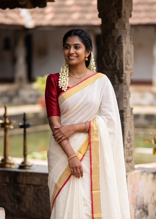 Southloom Mul Cotton 120 x 120 Soft Fabric Saree SL215