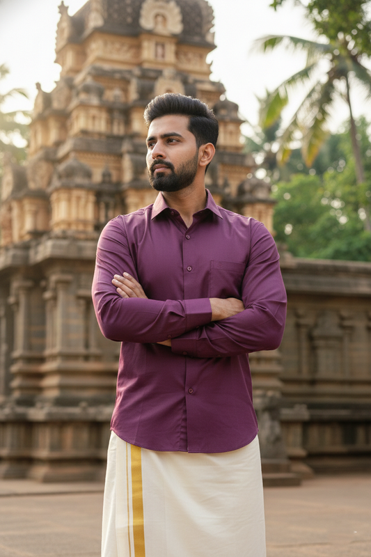 Southloom Semi Silk Violet Solid Shirt