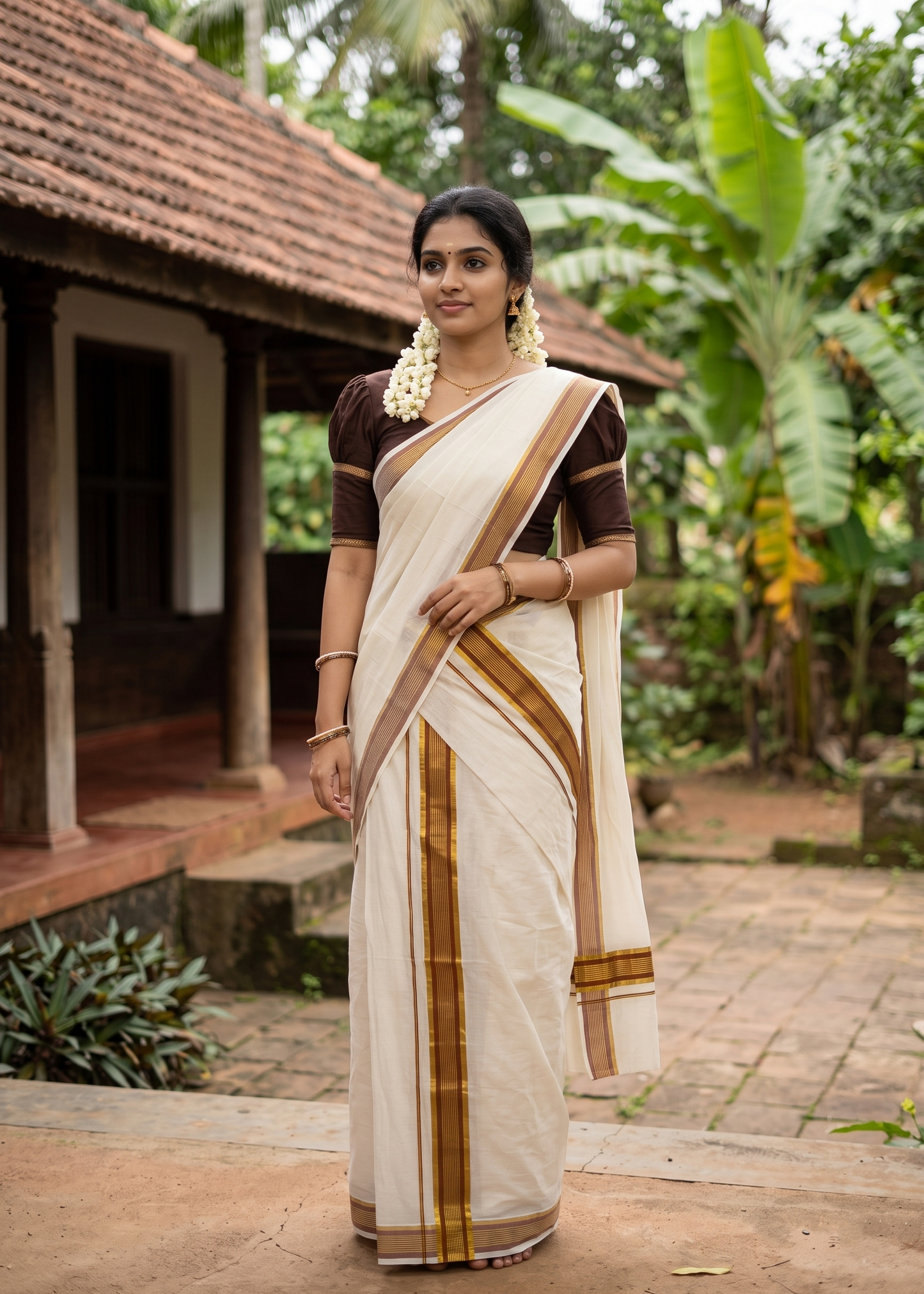 Kerala Cotton Kasavu With Kara Single Set Mundu (2.80 mtrs) SL424
