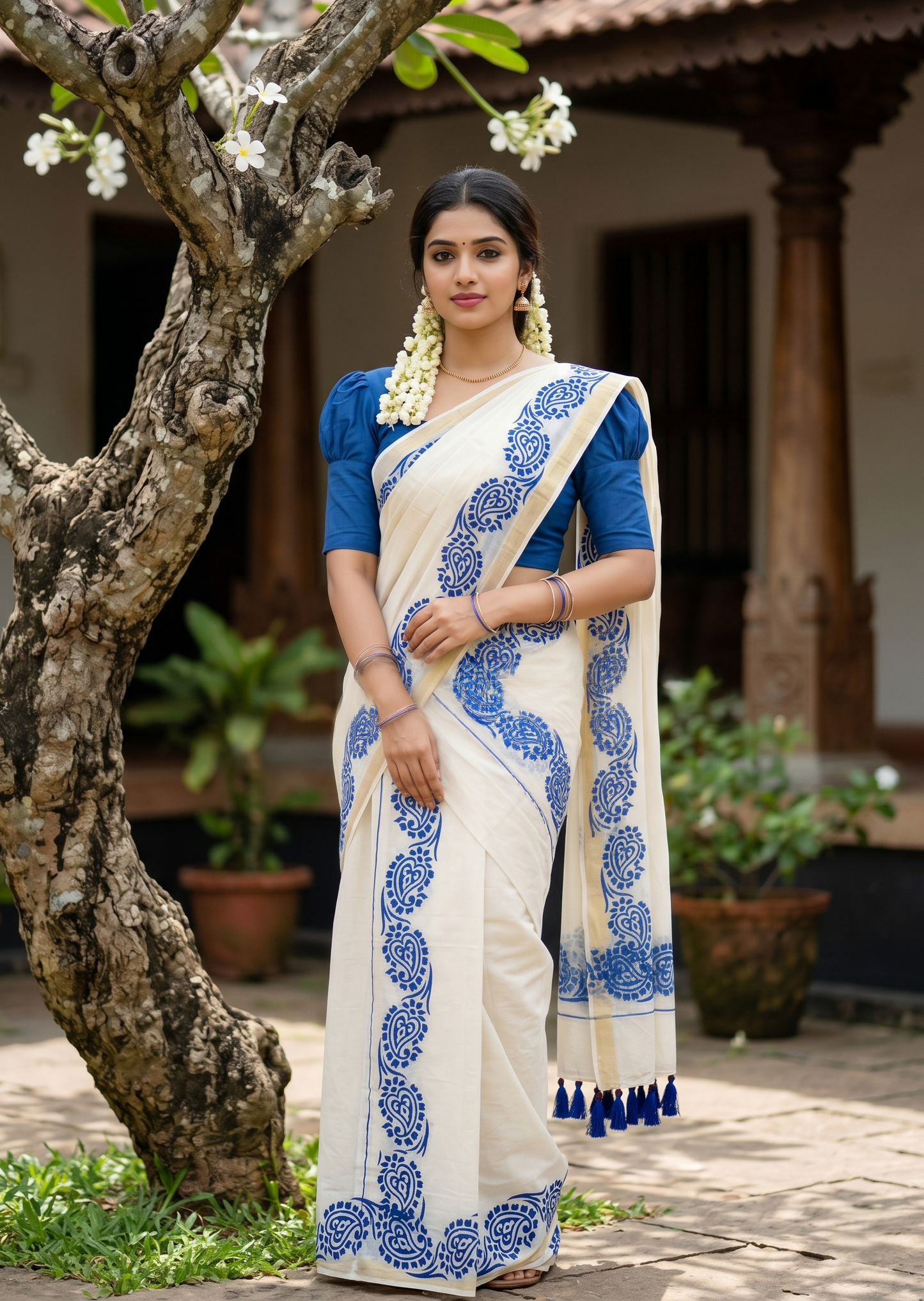 Cotton Printed Set Mund  With Tassels  In 2.80 mtrs  SL280