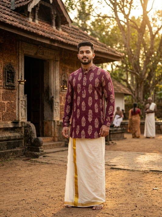 Southloom Pure Cotton Jaipur Printed Short Kurta for Men SL589
