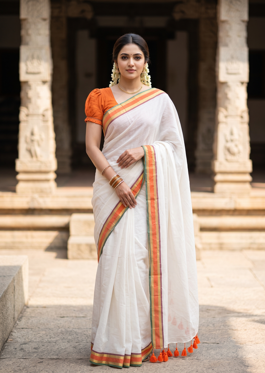 Southloom Mul Cotton 120 x 120 Soft Fabric Saree SL215