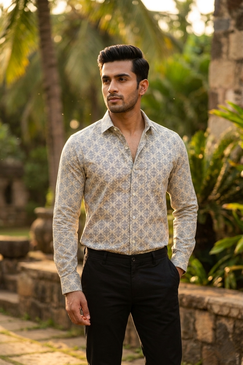 Pure Cotton Green Printed  Shirt SLSHIRT38 FS