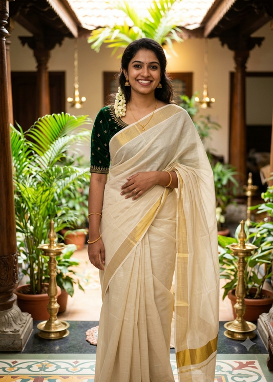Southloom Kerala Tissue Saree With Kasavu Borders