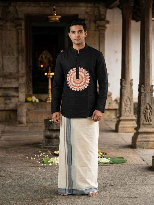 Southloom White Short Cotton Kurta Shirt for Men