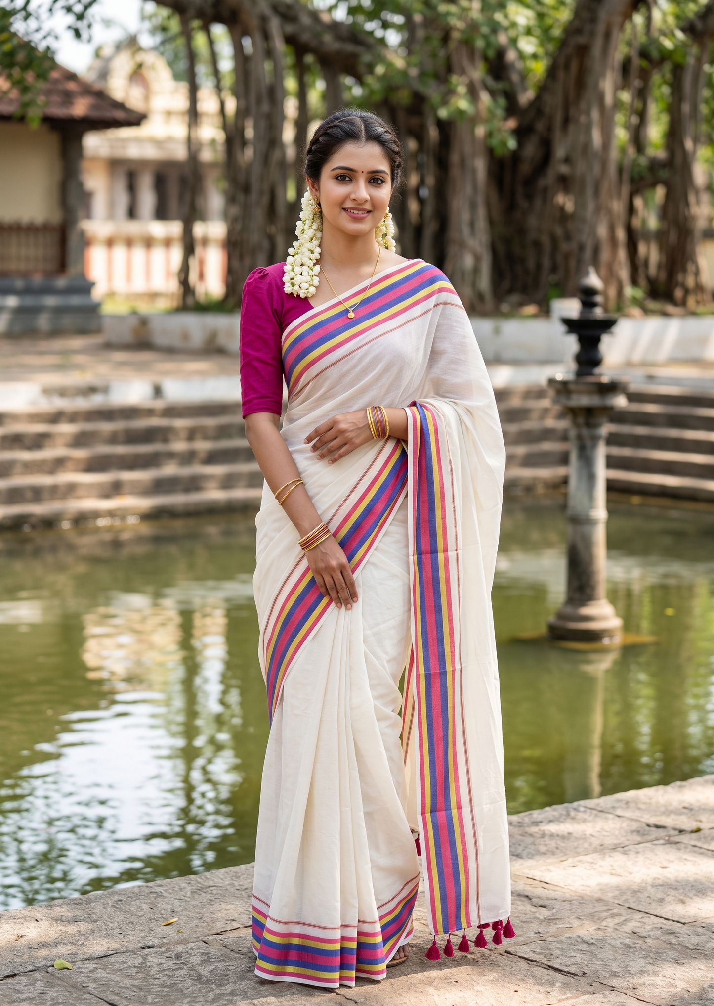Southloom Mul Cotton 120 x 120 Soft Fabric Saree SL215