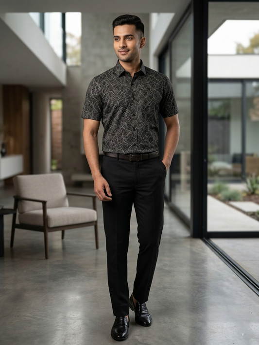 Southloom Pure Cotton Black Printed Shirt SLSHIRT 38 HS