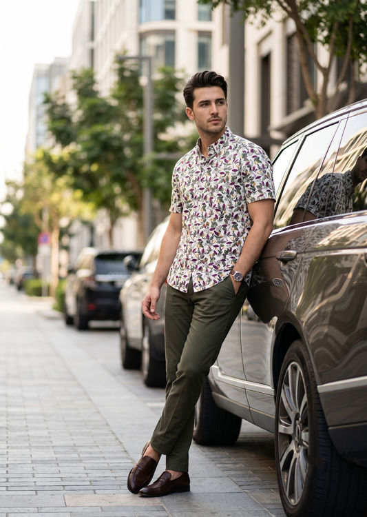 Southloom Casual Floral Printed Shirt for Men in Half Sleeve SL608