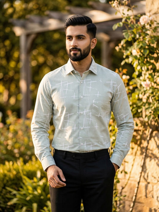 Southloom Pure Cotton Gray Printed Shirt SLSHIRT 38FS