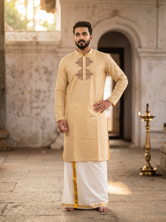 Southloom Woven Patterns Semi Silk Long Kurta for Men SL591