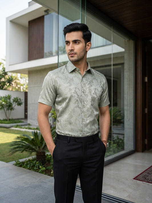 Southloom Pure Cotton Gray Printed Shirt SLSHIRT 38 HS