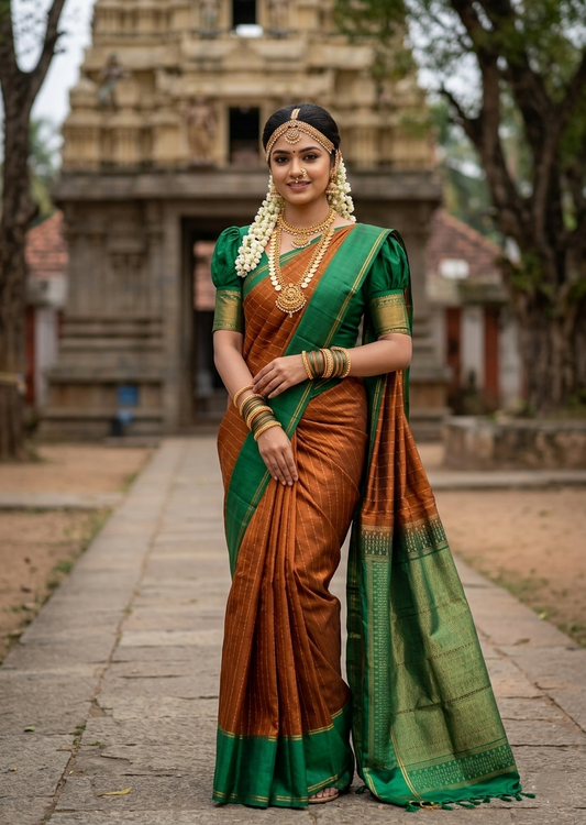 Southloom Pure Handloom Kanchipuram Silk Saree with Butta Work