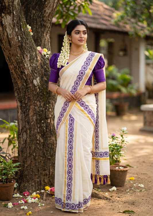 Cotton Printed Set Mund With Tassels In 2.80 mtrs SL280