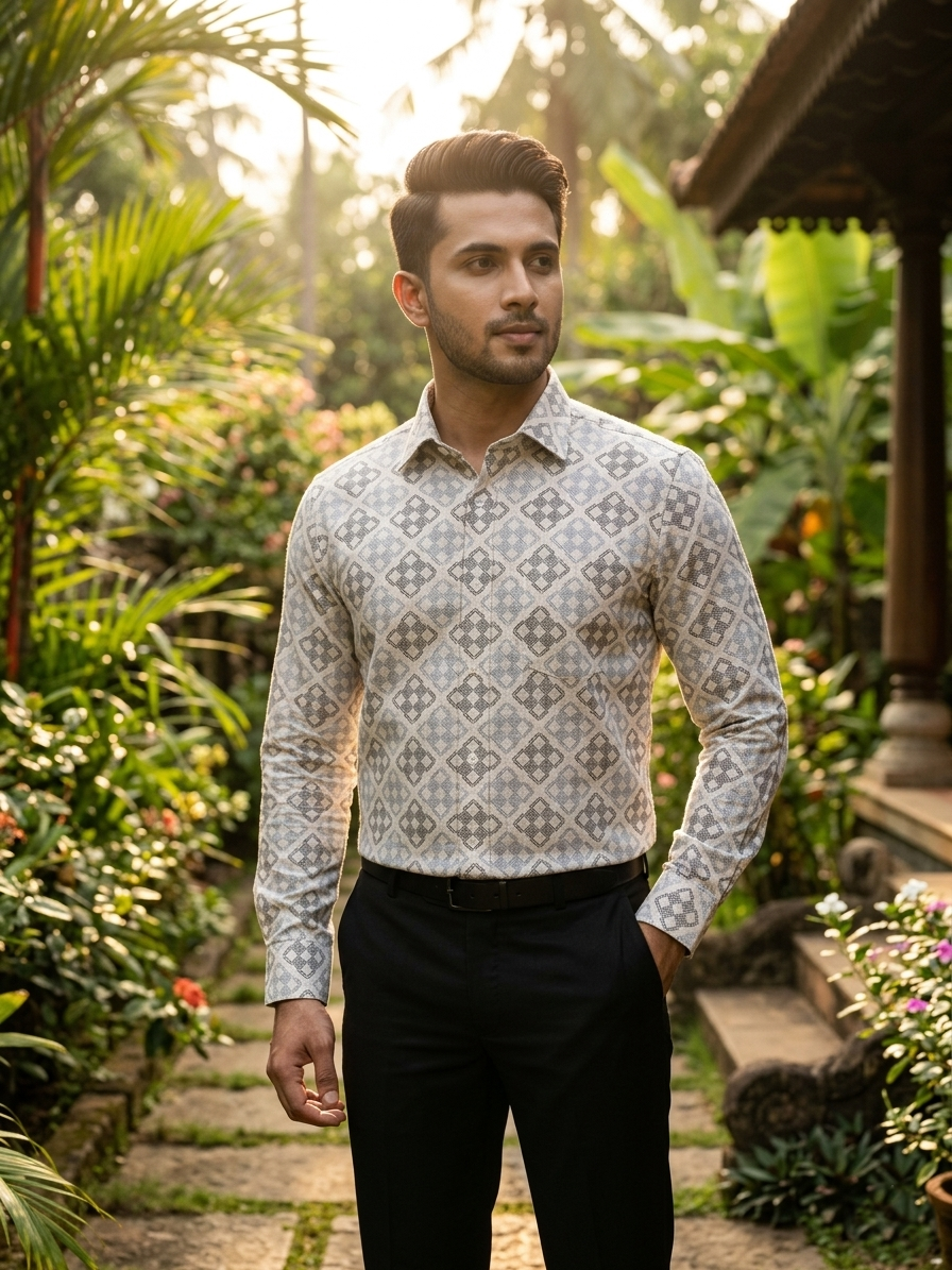 Southloom Pure Cotton Blue Printed Shirt SLSHIRT 38 FS