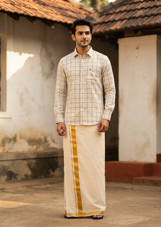 Southloom Pure Cotton Shirt with Of_White Check SLSHIRT 42 FS