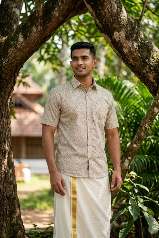 Pure Cotton Yellow Printed Shirt SLSHIRT 46 HS