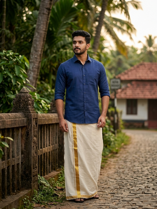 Southloom Pure Cotton Blue Plain Shirt SLSHIRT 38 HS