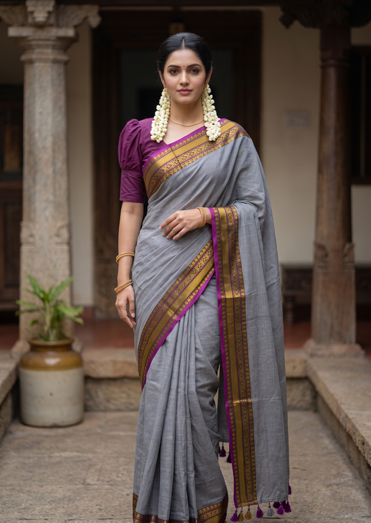 Southloom Mul Cotton 120 x 120 Soft Fabric Saree SL215