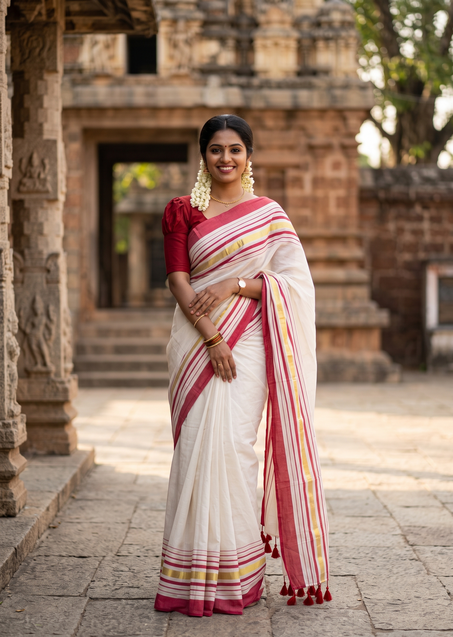 Southloom Mul Cotton 120 x 120 Soft Fabric Saree SL215