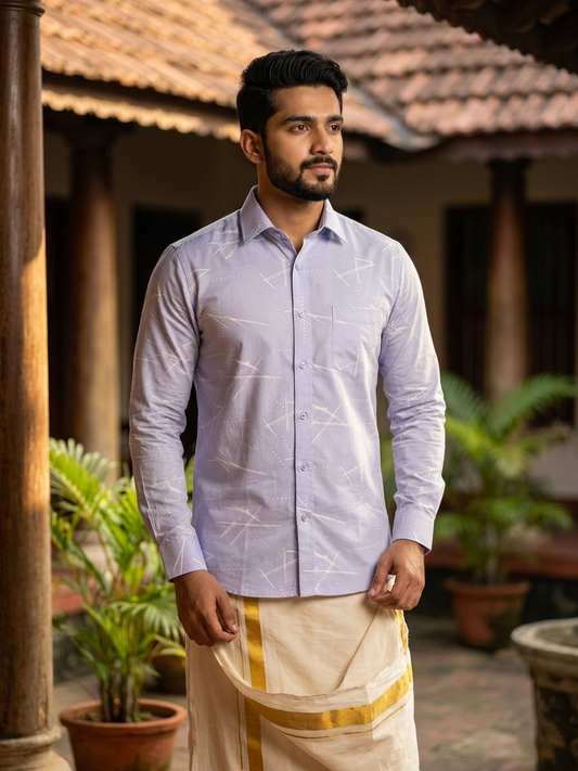 Southloom Pure Cotton Lavender Lines Shirt SLSHIRT 48 FS