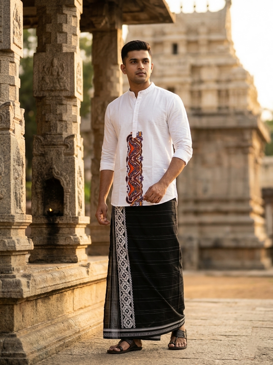 Southloom White Short Cotton Kurta Shirt for Men