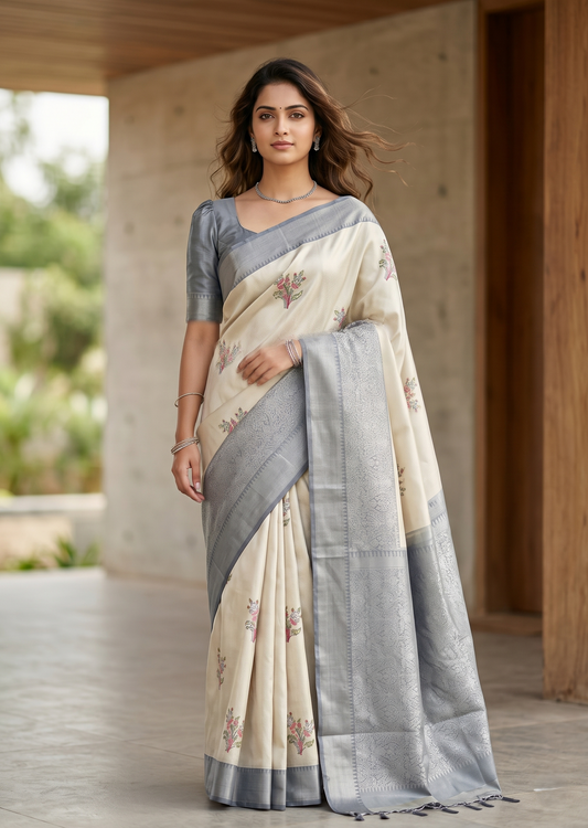 Southloom Kerala Tissue Silk With Butta Work On the Body