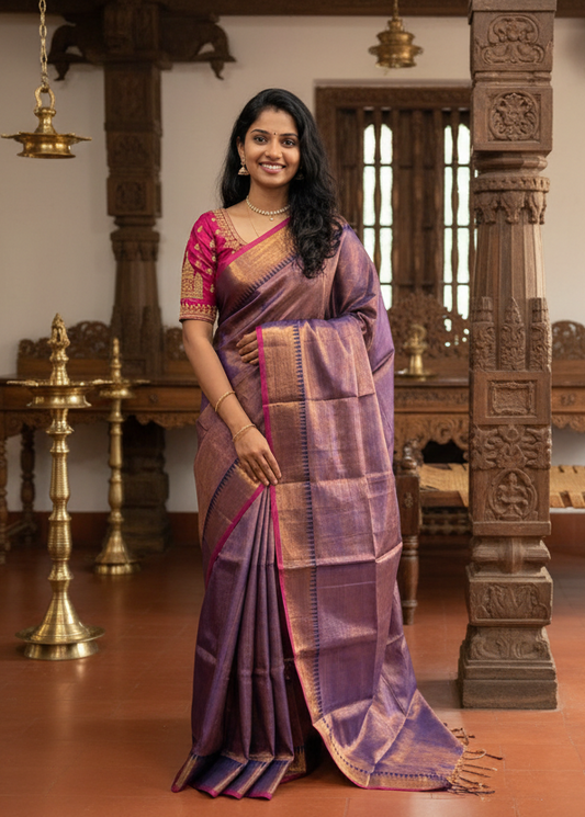 Tissue Mul Cotton Saree SL215